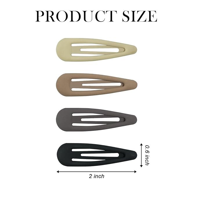 24pcs Snap Hair Clips, 2'' Matte Hair Clip, Nonslip Hairpin Accessories for Women Girls, Metal Barrettes, Neutral Color