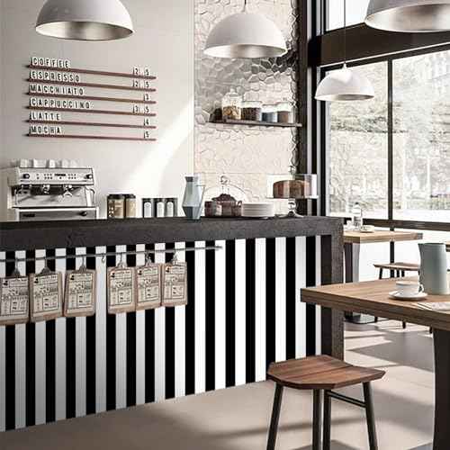 Amiya Wallpaper Peel and Stick Black and White Striped Wallpaper 17.3'' x 120''Geometric Removable Contact Paper Modern Self Adhesive Easy to Clean DIY Vinyl Home Decoration Roll