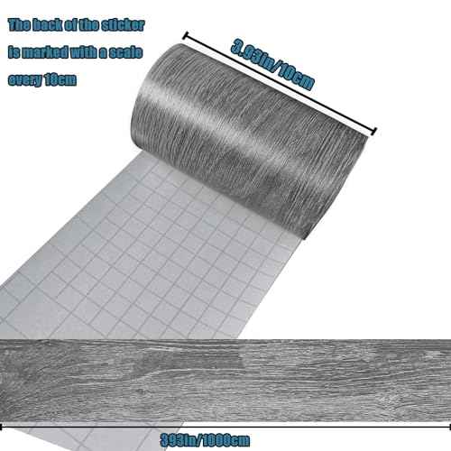 YESUS Dark Grey Wood Grain 3D 10M Wallpaper Frame Removable PVC Waterproof Peel and Stick Wallpaper,Bathroom Frame Sticker Wall Decor 3.93" x 32.8"