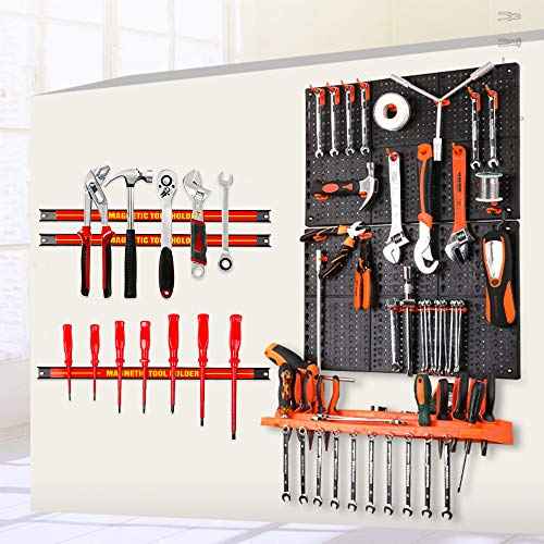 C-CHAIN 6PCS Heavy-Duty 18¡¯¡¯ Magnetic Tool Holder Racks Super Strong Metal Magnet Storage Tool Organizer Bars Set Great for Garage/Workshop (Mounting Screws Included)