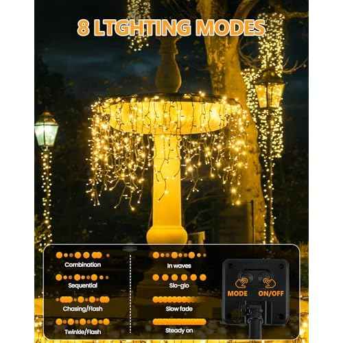 6 Pack Solar Christmas Lights Outdoor Waterproof, 600 LED 198 FT Solar Powered String Lights Outdoor with Green Wire 8 Lighting Modes, Mini LED Xmas Tree Light for Fence Party Decorations, Warm White