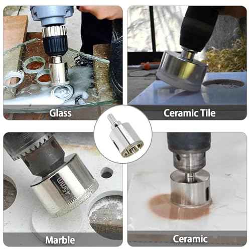 1-1/2 Inch Diamond Hole Saw with Pilot Drill Bit, 1-9/16 Inch Cutting Depth Glass Tile Hole Saw for Marble, Granite, Fiberglass, Porcelain, Quartz