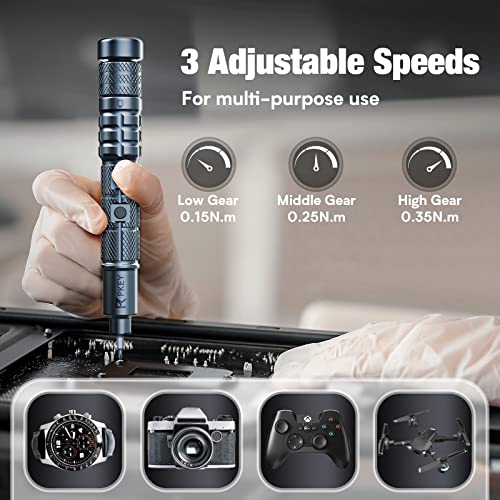 PKEY Mini Electric Screwdriver Set,Precision Electric Screwdriver£¬ Cordless with 28 Precision Magnetic Bits, 3 Gears Torque, Overload Protection, Repair Tool Set for Phone Camera Laptop Watch