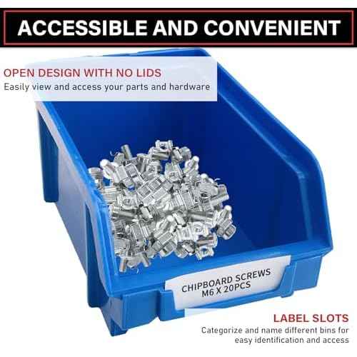 Wall Mounted Storage Bins Parts Rack, 30Pcs Bins Plastic Parts Rack Container, 5-Tier Stackable Garage Shop Tool Storage Rack for Nuts Bolts Screws Nails