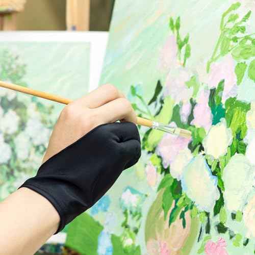 Falling in Art 5 Pack Drawing Gloves With Two Fingers, Digital Artist for Left and Right Hand, Soft Art for Graphic Drawing Tablets, iPads, Monitors and Paper Sketching, M