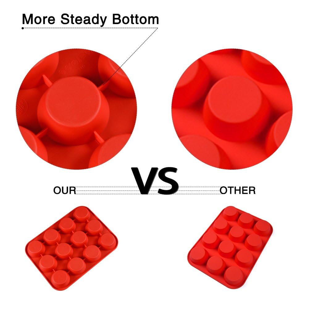 12 Cups Silicone Muffin Pan - Regular Size Cupcake Pan Muffin Tin for Baking Nonstick Food Grade