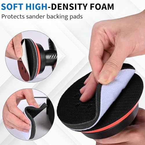6 Inch 6 Holes Foam Sanding Pads 2 Pack Interface Pad Hook and Loop Sponge Cushion Buffer Backing Pad for Orbital Sander