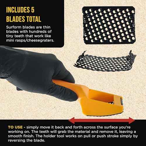 Dura-Gold 2-1/2" Shaver Blade Holder, 2 Pack, Includes 5 Total Standard Cut Replacement Blades - Steel Rasp Block Plane, Cheesegrater, Auto Body Filler, Dent Repairs, Wood Fiberglass - File Tool