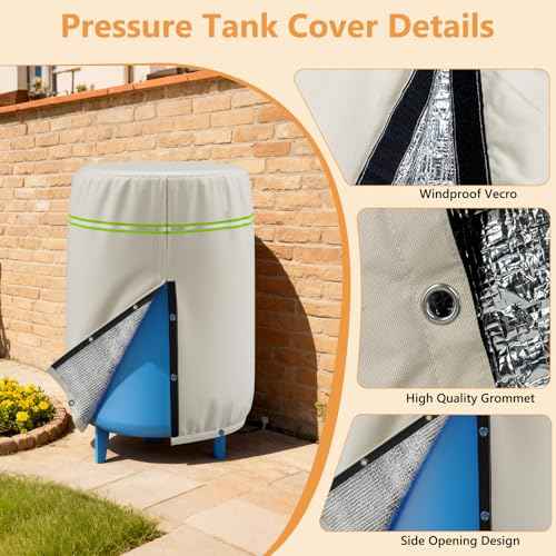 COSHNIBI Round Well Pressure Tank Cover (5¡ÆF),Thickened 3 Layers Water Well Tank Covers Insulated for Winter Freeze Proof,Round Well Pump Cover with Reflective Strips,20"Dia x 34"H