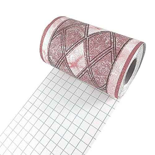 Simplemuji 3D Self Adhesive Pink Diamond Lattice Pattern Waterproof Wallpaper Border Peel and Stick for Bathroom Kitchen Counter Top Tiles Sticker,4 Inch by 16.5 Feet