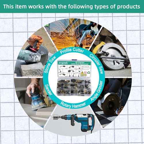 Electric Motor Carbon Brushes Set - 40 Pack Replacement Repair Kit with 10 Sizes, Suitable for Repair Power Tools Part