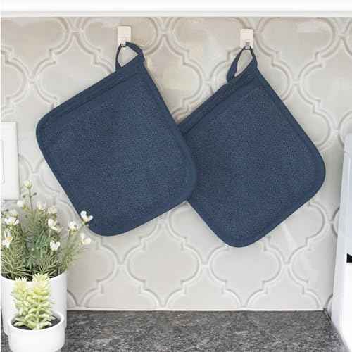 RITZ Terry Pocket Mitt & Hot Pad: Unparalleled Heat Resistant, Durable 100% Cotton ? Ergonomically Designed for Optimal Grip ? Easy-Care Machine Washable ? 4-Pack, Midnight