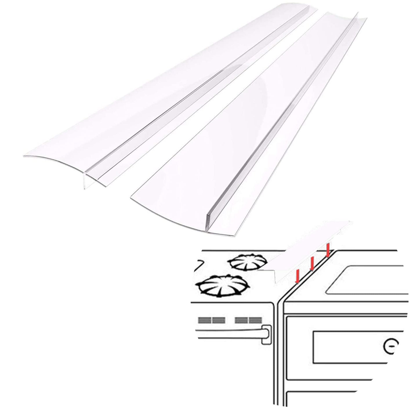 SEVCHY Silicone Stove Gap Covers (2 pack), Oven Gap Filler, Heat Resistant Stove Gap Filler, Seal Gap between Stovetop and Counter, Easy Clean (21 inch, Clear)