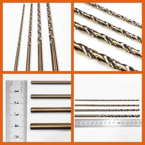 150mm Long Drill Bits Set, Diameter 3mm 4mm 5mm 6mm, 4pcs HSS Cobalt Drill Bits, for Hard Metal, Stainless Steel, Cast Iron, Copper, Aluminum, PVC, Plastic, Wood