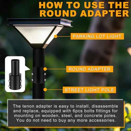 4 Pcs Slip Fitter Light Pole Tenon Adapter for 3 Inch Round Pole Tenon Adaptor Outdoor 2 3/8 Inch Outdoor Vertical Mount Bracket for LED Parking Lot Lights Shoebox Lighting Street Light
