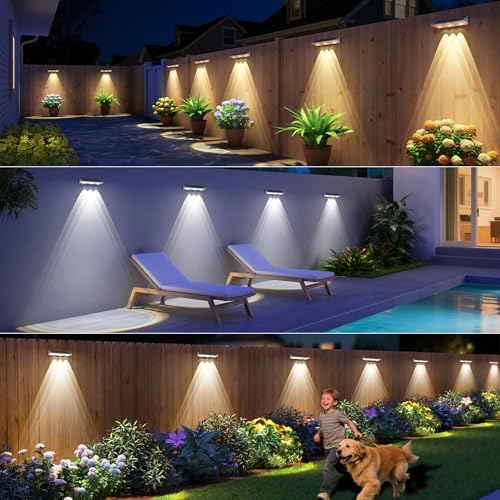 YiLaie Solar Fence Lights Outdoor 3000K/4500K/6500K 3 Mode, IP67 Waterproof Fence Solar Lights Outdoor,2000mAh Solar Powered Fence Light for Outside Backyard/Step/Patio/Deck/Stair Railings 8Pack