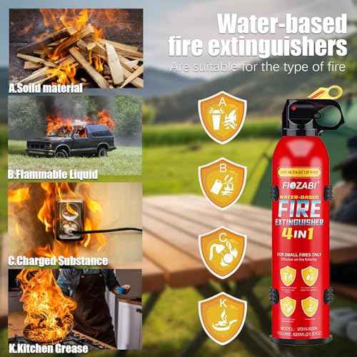 Portable Fire Spray With Bracket Portable Aerosol Extinguisher for ALL FIRES inc. Li-ion Battery Fires-Emergency Equipment for Home, Kitchen, Fireplace, Grill, Car, Caravan 620ML(4 pack)