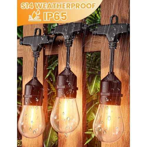 Svater Outdoor Led String Lights 75 FT, Patio Lights for Outside with 26pcs S14 Shatterproof Bulbs, IP65 Waterproof Commercial Grade Market Light, 1 Watt E26 Dimmable 2700K Warm White