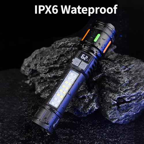 2 Pack High Lumens Rechargeable Flashlights,5 Modes Super Bright Flashlight with LED Battery Powered,Waterproof Flashlight,Zoomable Flash Light for Outdoor Camping