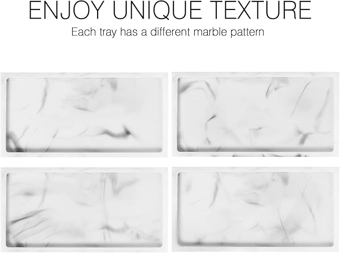 Luxspire Bathroom Vanity Tray, 8 x 4 inch Resin Kitchen Sink Tray for Soap Dispenser Bathroom Countertop Organizer Plate Holder for Perfume Soap Towel Bathroom Accessories, Mini, White Marble