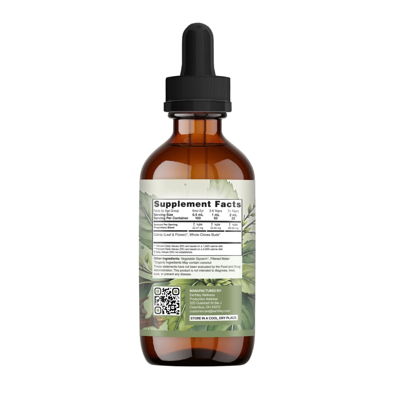 Earthley Wellness Teeth Tamer, Teething Relief for Babies & Kids, Organic Herbal Formula, Soothes Drooling, Gum Discomfort & Irritability, Sugar-Free, 3+ Month Supply (1.69 oz Glass, 500 doses)
