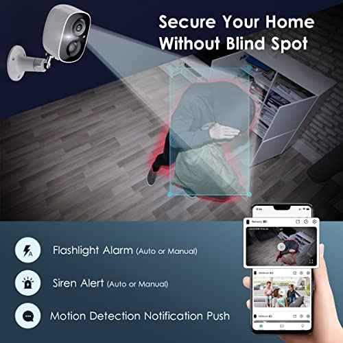 Security Camera Wireless Outdoor, Outdoor Camera Wireless 2-Way Talk Battery Powered Wi-Fi Cameras for Outside and Indoor 2K Night Vision AI Motion Detection Spotlight Siren Alarm IP65 Weatherproof