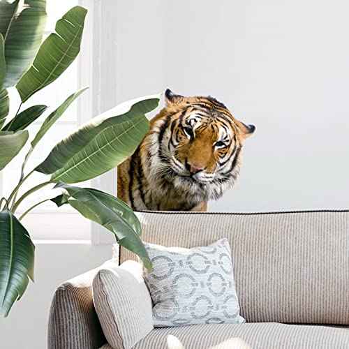 Funny Tiger Wall Sticker, Realistic Tiger Head Wall Decals Peel and Stick, Removable Vinyl Tiger Sticker Gift for Friends Kitchen Bathroom Kids Bedroom Store Window Wall Art Decor