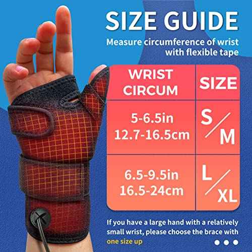 sticro Wrist Thumb Brace Heating Pad for Arthritis and Carpal Tunnel Relief, Hand Heating Pad for Sprains Trigger Thumb, Tendonitis Pain Relief - Left Right Hand (S/M)