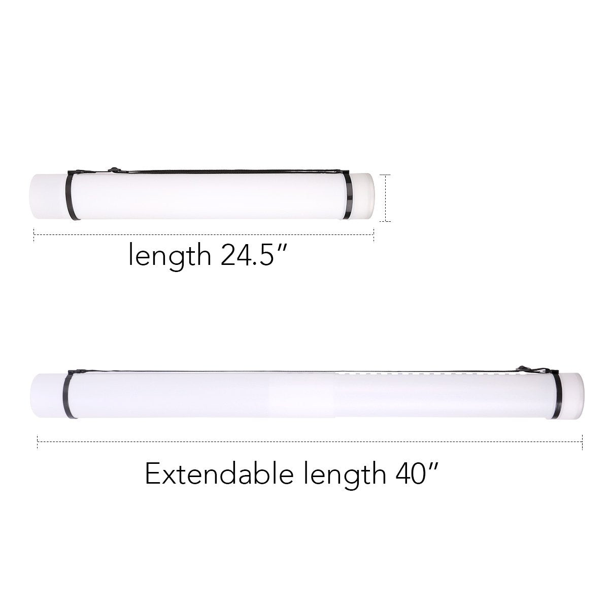 TRANSON Durable Poster Storage Tube with Straps 24"-40" Extendable for Blueprints, Artwork, Maps, Posters Color White