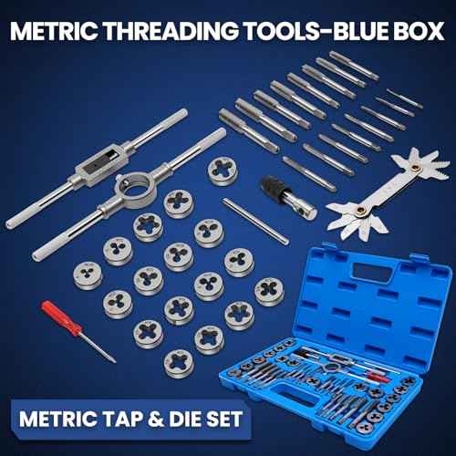 80 PCS Tap and Die Set Metric and SAE, Standard and Metric Threading Tool Kit for Internal and External Threads, Tap & Die Sets with Wrenches for Automotive, DIY, and Metal Repair