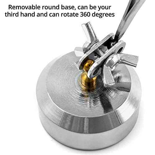 QWORK Third Hand Tweezers, Cross Locking Jewelry Welding/Soldering Tweezers with Base 360¡ÆRotation, Jewelry Making Repair Kit
