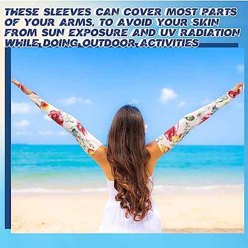 12 Pairs Women Farmers Sleeves UV Sun Protection Arm Sleeves for Cooling Cover Gardening Sports 21inch