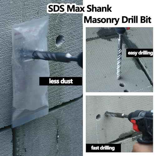 1-1/2 x 18 inch SDS Max Rotary Hammer Drill Bit, 38mm x 460mm Carbide Tip Masonry Drill Bit,Concrete Drill Bit for Masonry, Brick, Stone, Concrete (Length :460mm / 18 inch, 38mm (1-1/2 in) Diameter)