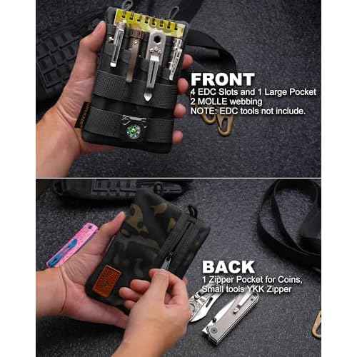 VIPERADE VE4 Tool Pouch, Nylon Pocket Organizer with 2 Pockets and 4 Small Tool Storage EDC Gears, Best Gift to Keep Organized, Hold Your Flashlight/Pocket Knife, Tactical Pen, Notebook