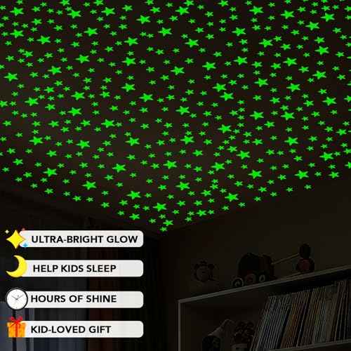 AOWDIAO Glow in The Dark Star Stickers ? 630?Pieces (4?Sizes) ? Luminous Ceiling & Wall Decor for Kids¡¯ Bedroom, Nursery, Party