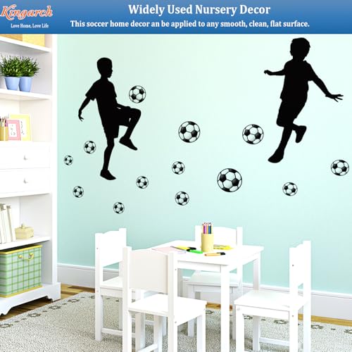 Soccer Players Wall Decals Peel and Stick, Football Sport Silhouette Vinyl Removable Wall Stickers & Murals, Wall Art Decor for Children¡¯s Baby Boys Bedroom Nursery Classroom Playroom