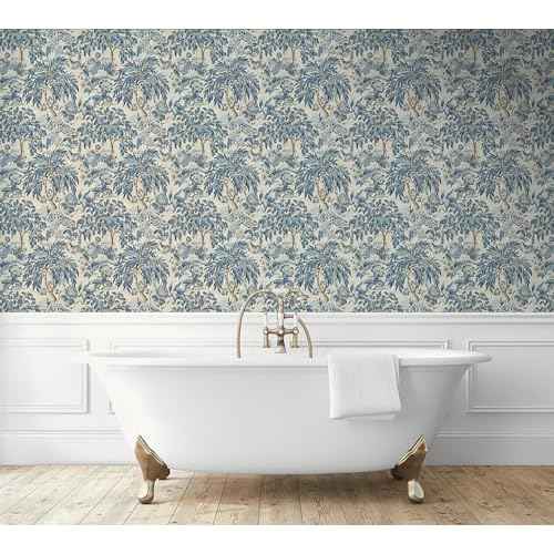 Surface Style - Peel and Stick Wallpaper, Botancial Wallpaper for Bedroom, Powder Room, Kitchen, Self Adhesive, Vinyl, 30.75 Sq Ft Coverage (Forest & The Trees Collection, Delft)
