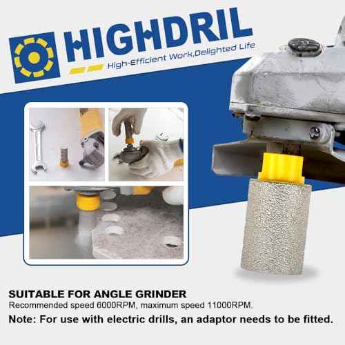 HIGHDRIL Diamond Milling Finger Bits for Enlarging and Shaping Hole,Diameter 35mm (1-3/8") Dry Drilling Core Bit for Porcelain,Hard Ceramic,Granite and Marble