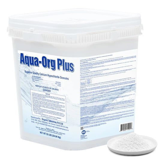 Pool Shock by Aqua Org Plus - New Square 50 Pound Pail - 65% Granular Cal Hypo - Swimming Pool Shock for In-Ground, Above Ground, Spas & Hot Tubs