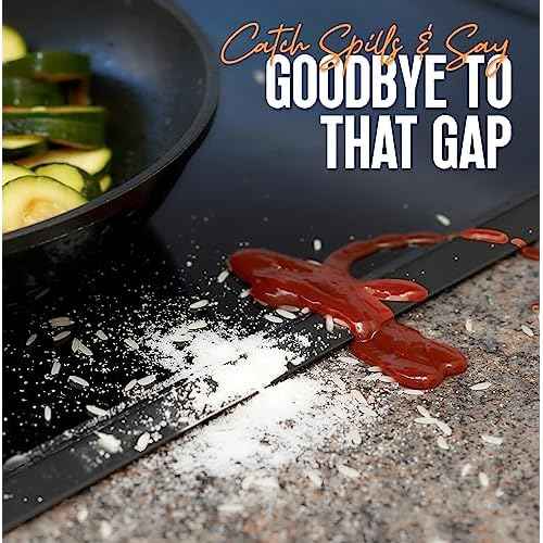 Linda¡¯s Essentials Stove Gap Covers Stainless Steel (2 Pack), 316 Stainless Steel Stove Gap Covers Heat Resistant Oven Gap Filler Seals Spaces Between Stovetop and Counter (25.4 Inches, Black (Steel))