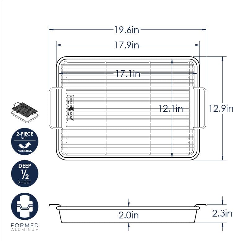 Nordic Ware Naturals Nonstick High-Sided Half Sheet Oven Crisp Baking Tray