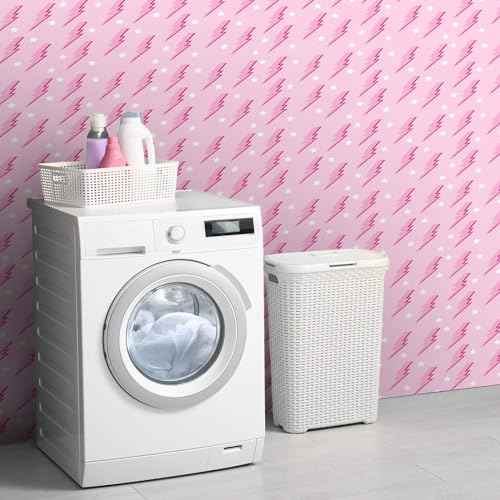 Kosiz Preppy Peel and Stick Wallpaper, Hot Pink Removable Classroom Wallpaper, Pink Preppy Lightning Dorm Paper, Aesthetic Photography Background for School Bedroom Wall Decor 17.7 x 118''
