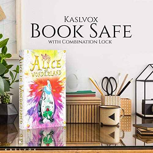 Fake Book Box - Small Safe Box with Combination Lock - Hidden Safe in Plain Sight - Diversion Safes - Secret Safes (Alice) (Large)