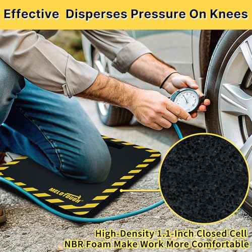 MELOTOUGH Kneeling Pads for Work, Soft Foam Kneeling pad for Gardening, Auto-Repair, Cleaning, Flooring, Water Resistant, Shock Absorption, 18"x14"x1.1" (Black)
