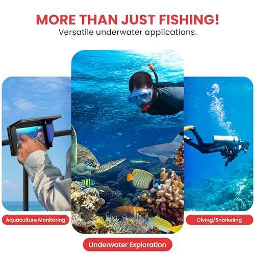 Pyle 4.3" LCD Portable Underwater Fishing Camera ? 1000TVL Waterproof Fish Finder with 12 Infrared LED Lights, IP68 Rated for Ice, Lake & Ocean Fishing, Carry Case Included (Black)