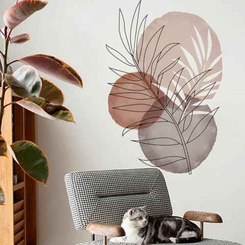 Runtoo Boho Wall Art Decal Leaves Plant Flower Retro Abstract Wall Stickers Living Room Girls Bedroom Bathroom Wall Decor