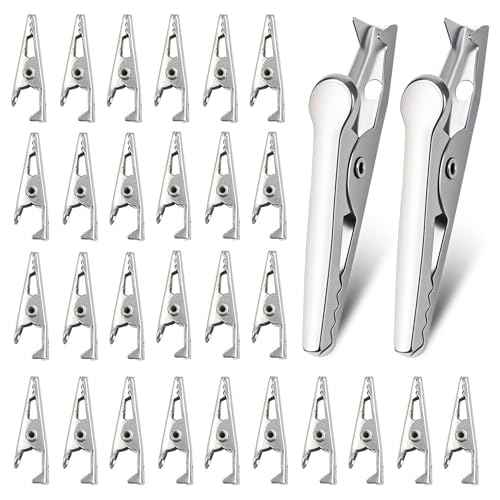 100 Pack Mini Clamps Alligator Clips for Crafts & Electrical, Small Metal Clips for Joints 35 mm Alligator Clamp for Crafting, Gator Clips Clamps Bulk for Crafts Holding (Silver£©