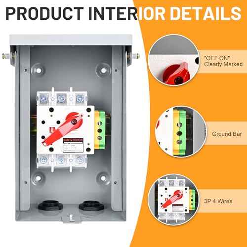 60 Amp Disconnect, 240V General Duty Safety Switch, 3P 4 Wires Non-Fused AC Disconnect Switch Box with Ground, Meeting NEMA 3R Standards for Indoor and Outdoor