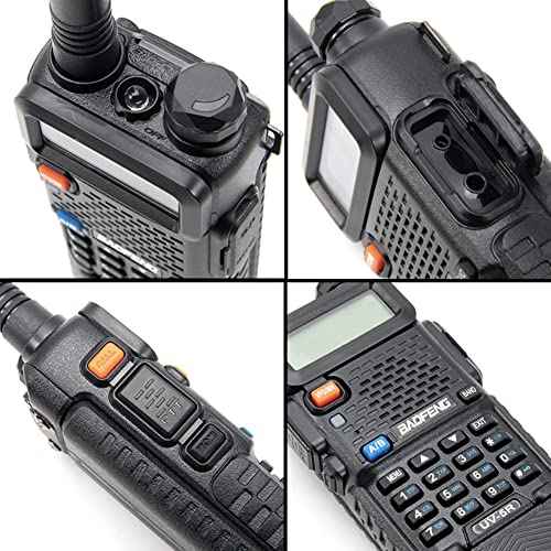 Baofeng UV-5R Dual Band Two Way Radio Handheld Ham Radio Long Range Walkie Talkies Pack of 4 for Hiking Camping Skiing Trip (Black) with 8W 3800mAh Battery