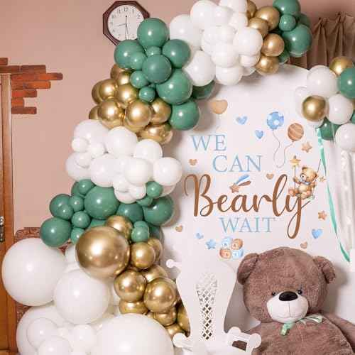 Bearly Wait Wall Decal - Bear Sign Welcome Baby Shower Decorations, Removable Sticker for Balloon Arch Backdrop Decor, Gender Reveal Pregnancy Party Supplies